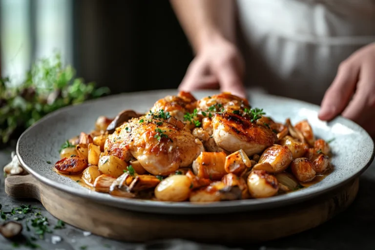Freshly foraged Chicken of the Woods mushroom on a wooden cutting board, ready for cooking.