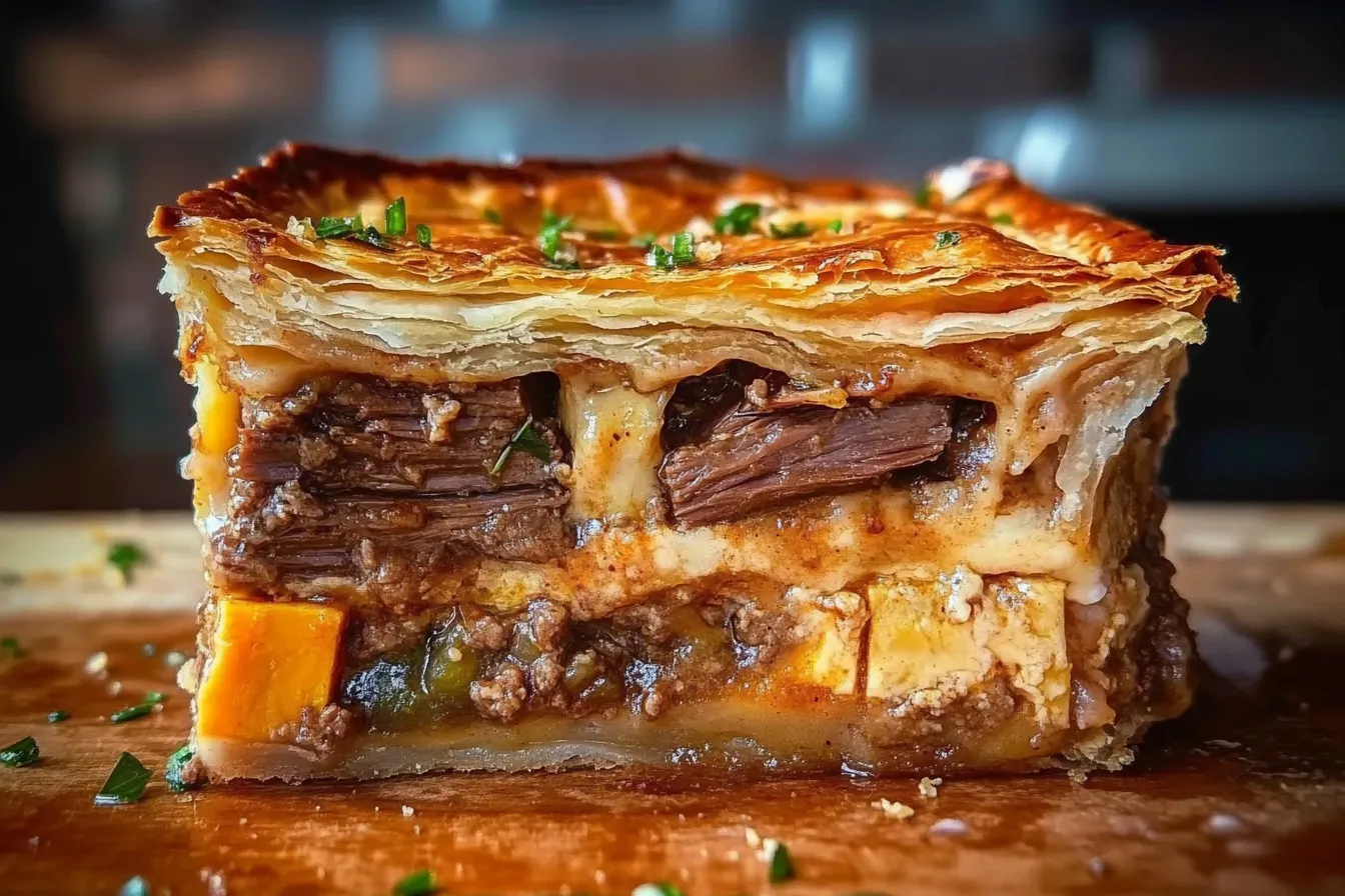 Brisket Pot Pie with Cheddar and Monterey Jack