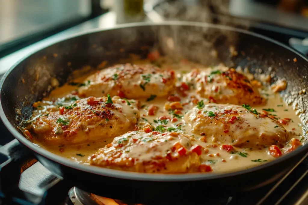 Creamy Cheesy Garlic Chicken Skillet Recipe