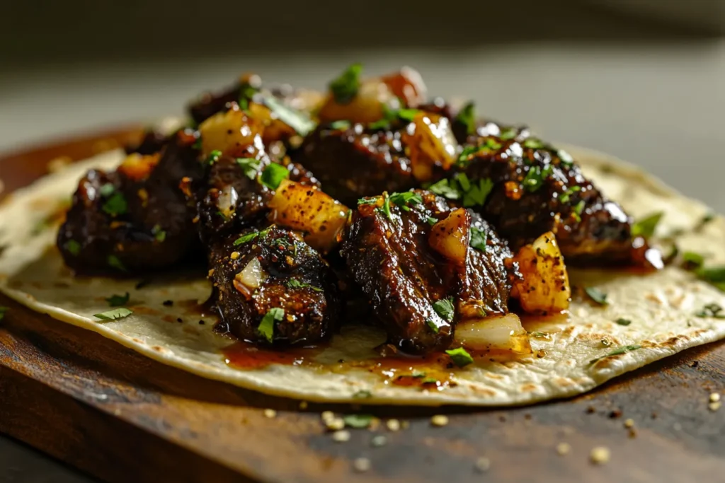 Garlic Butter Honey BBQ Beef Tacos