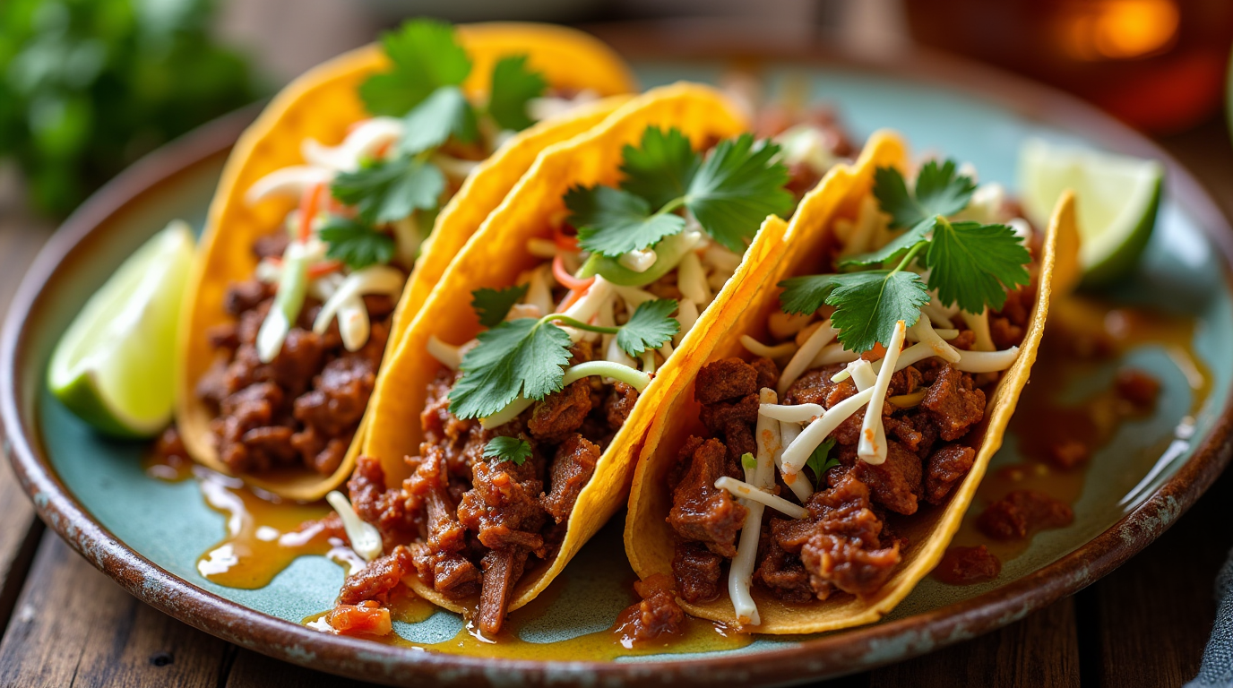 Garlic Butter Honey BBQ Beef Tacos