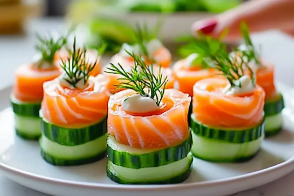 chatelaine smoked salmon roll on cucumber recipe