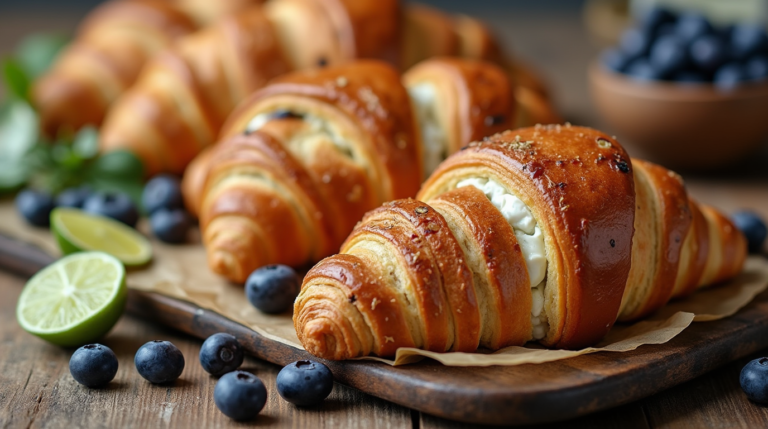 croissants with wild blueberries and lime cream cheese