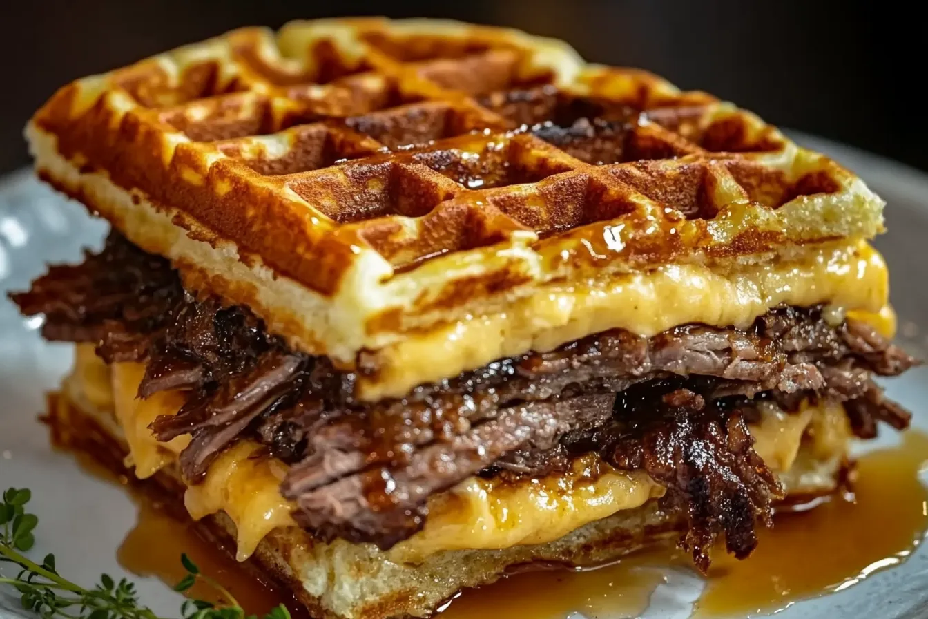 Bourbon-Maple Brisket Grilled Cheese Wafflewich
