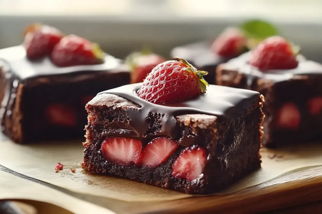CHOCOLATE COVERED STRAWBERRY BROWNIES