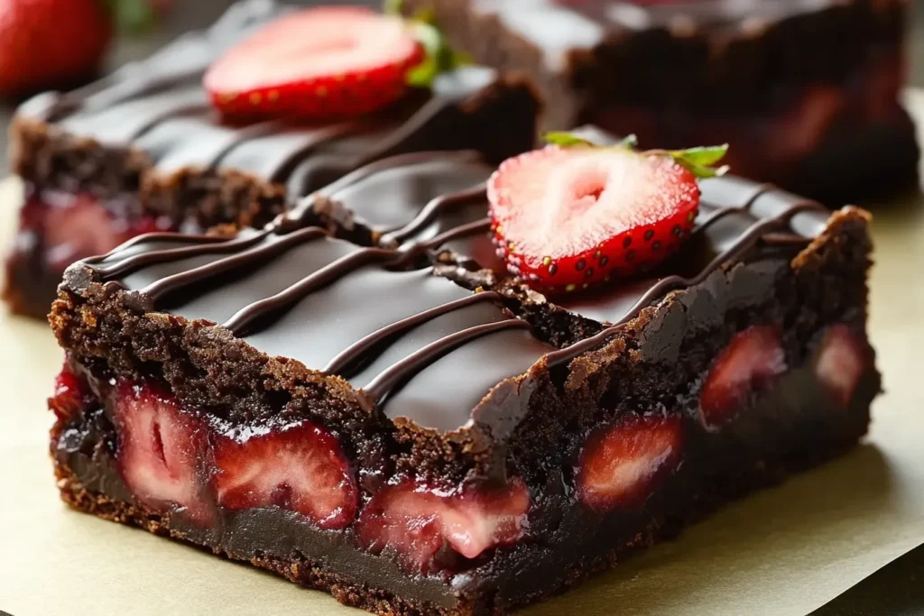 CHOCOLATE COVERED STRAWBERRY BROWNIES