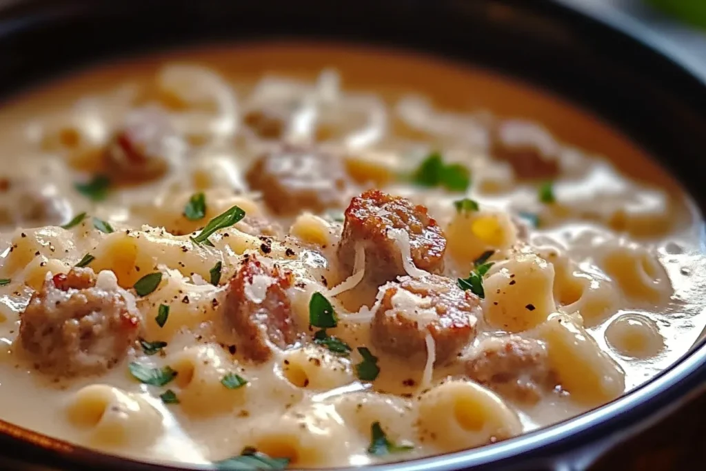 Creamy Parmesan Italian Sausage Ditalini Soup