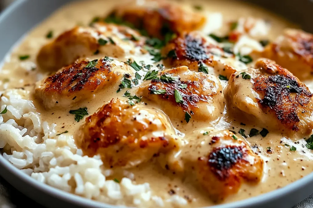 Creamy Smothered Chicken and Rice