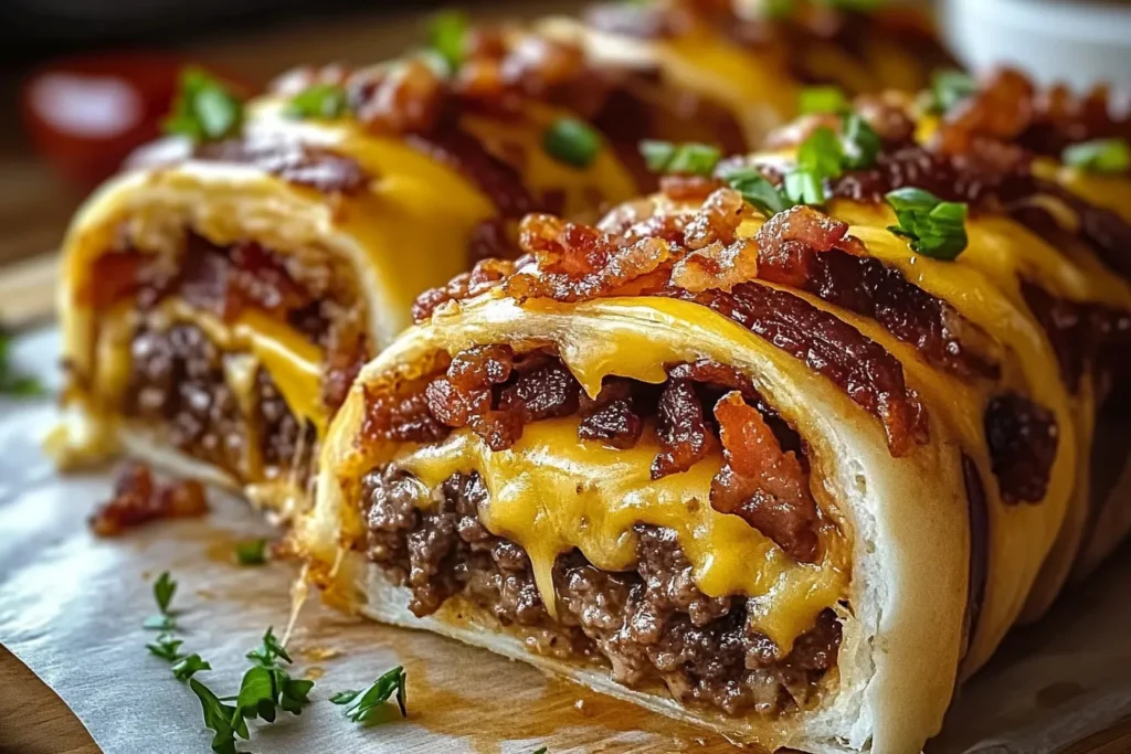 Garlic Butter Bacon Cheeseburger Rollups