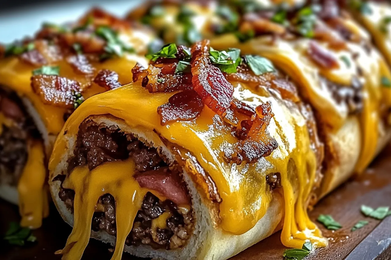Garlic Butter Bacon Cheeseburger Rollups