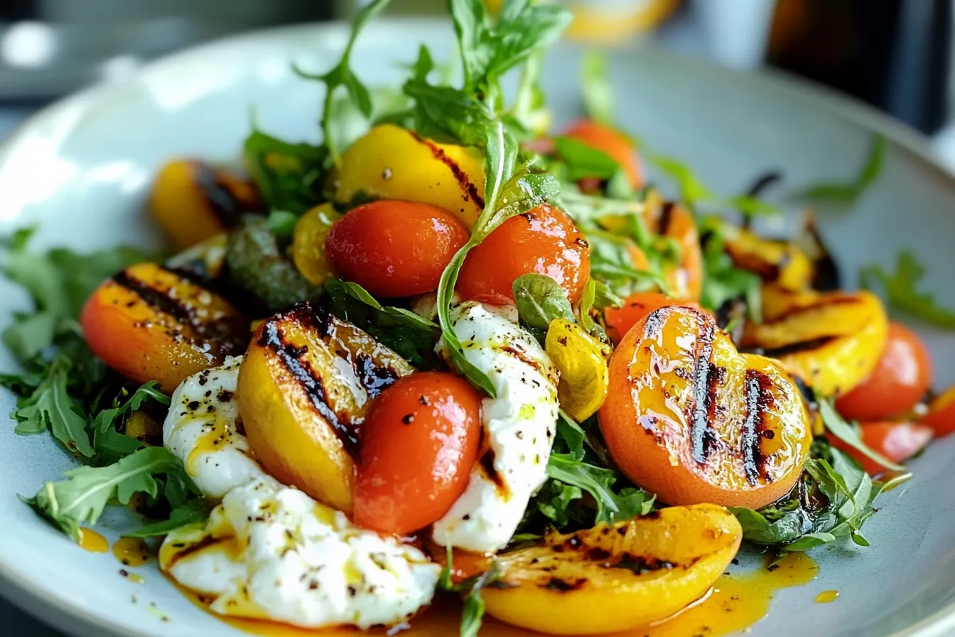 Grilled Peach & Burrata Summer Salad with Lemon Vinaigrette
