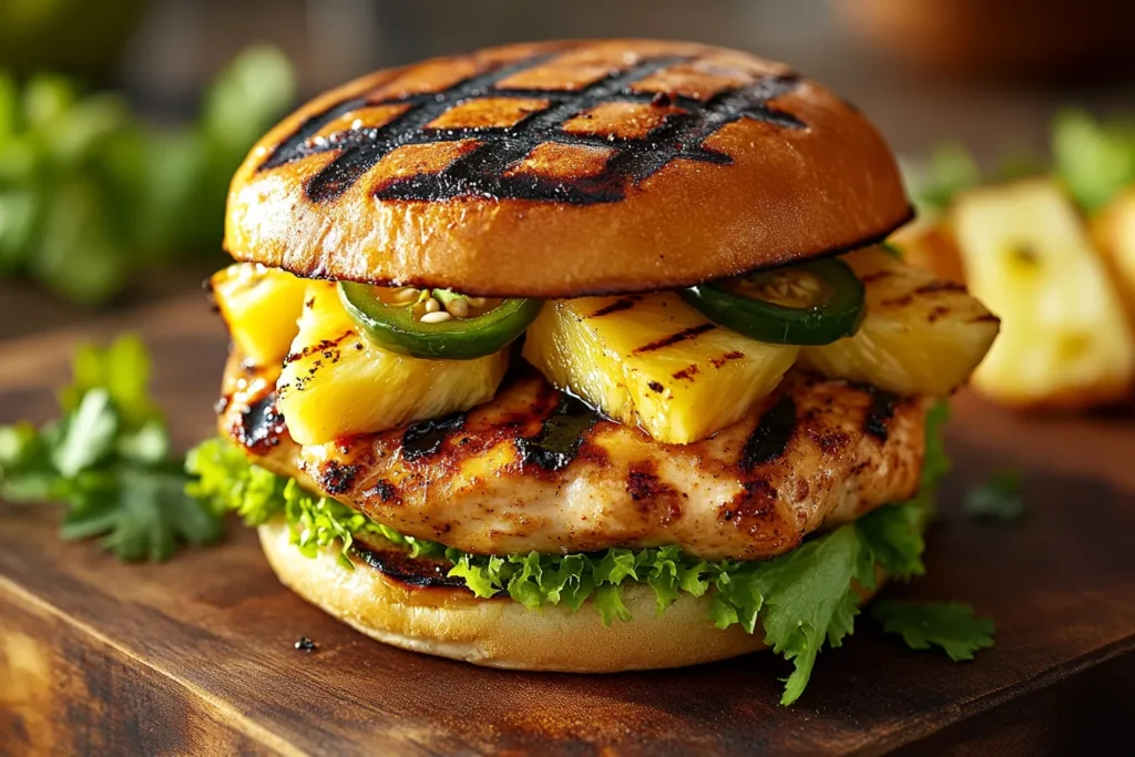 Grilled Pineapple and Jalapeño Chicken Sandwich