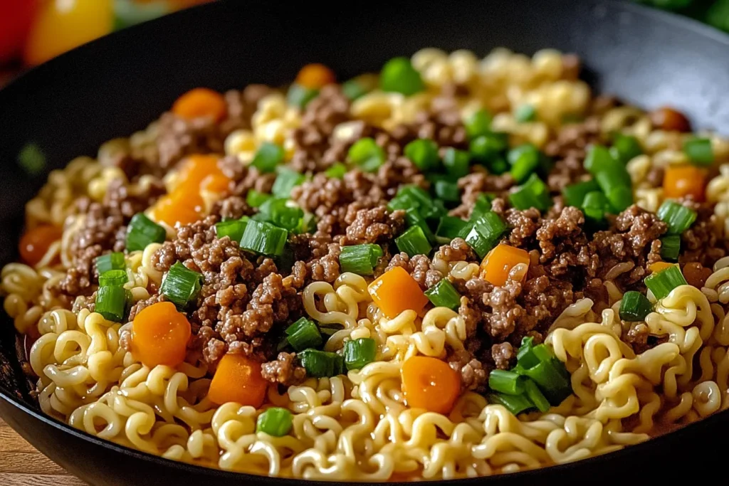 Ground Beef Ramen Skillet