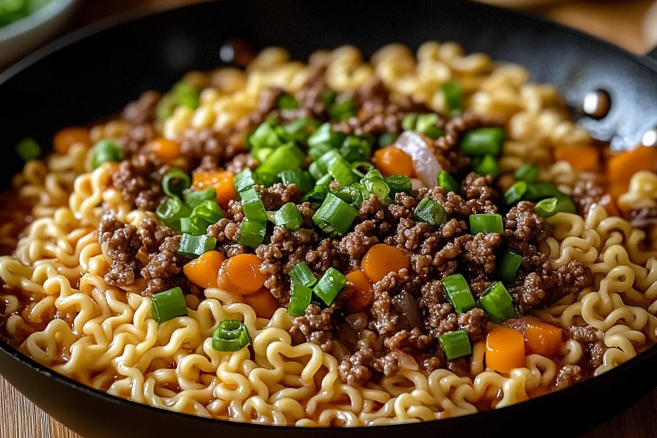 Ground Beef Ramen Skillet