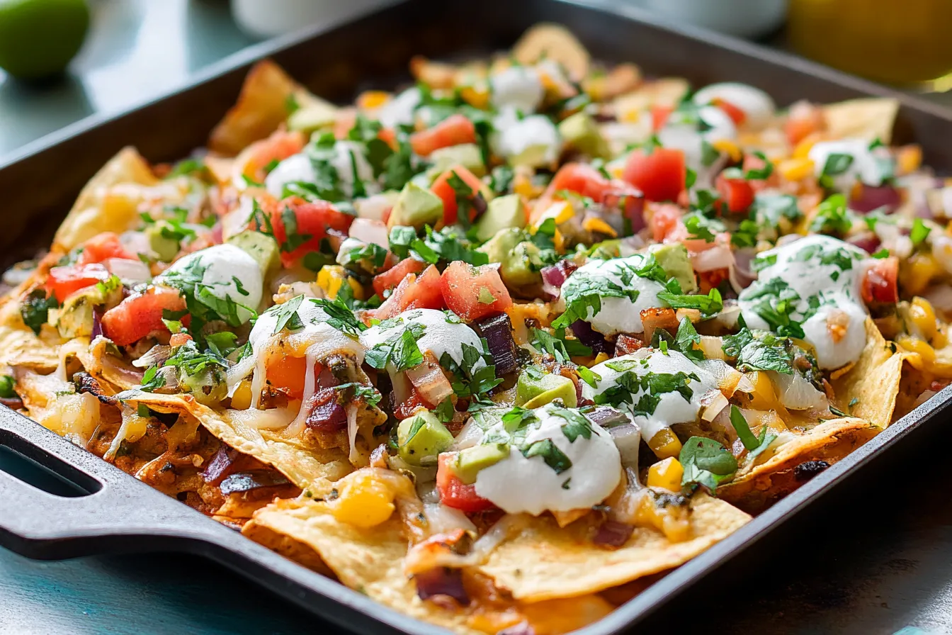 Loaded Mediterranean Griddle Nachos