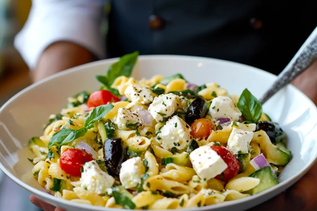 Mediterranean Pasta Salad Recipe with Feta