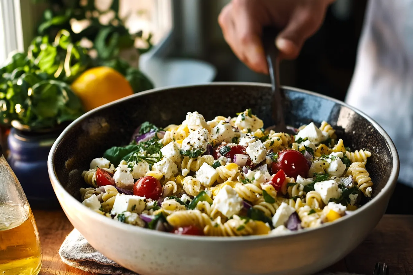 Mediterranean Pasta Salad Recipe with Feta