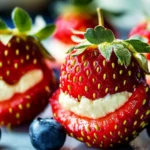 Patriotic Cheesecake-Stuffed Strawberries