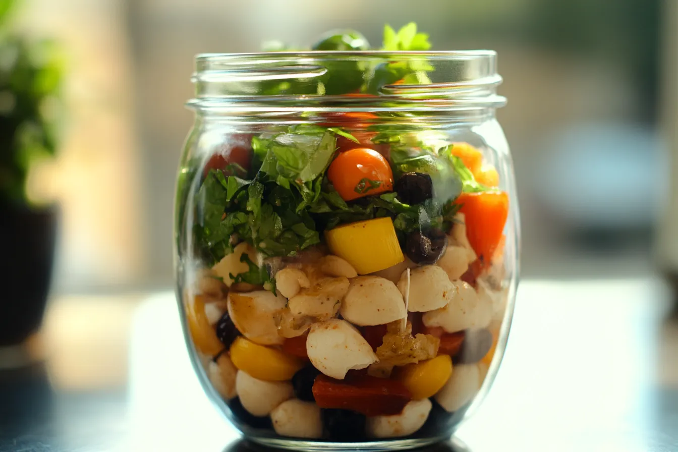 Quick Mediterranean Salad Jar for Lunch Prep