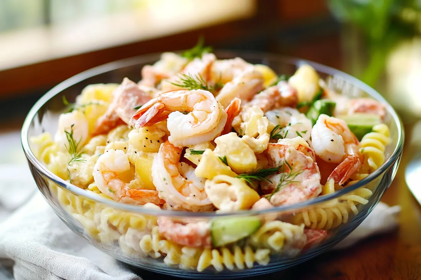 Seafood Pasta Salad Recipe with Crab and Shrimp