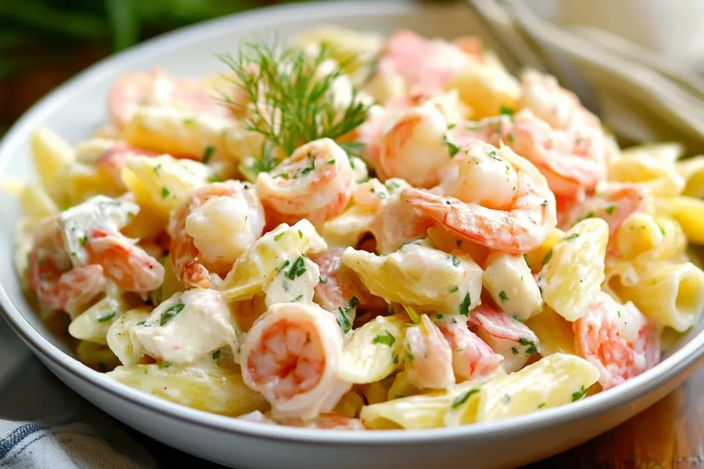 Seafood Pasta Salad Recipe with Crab and Shrimp