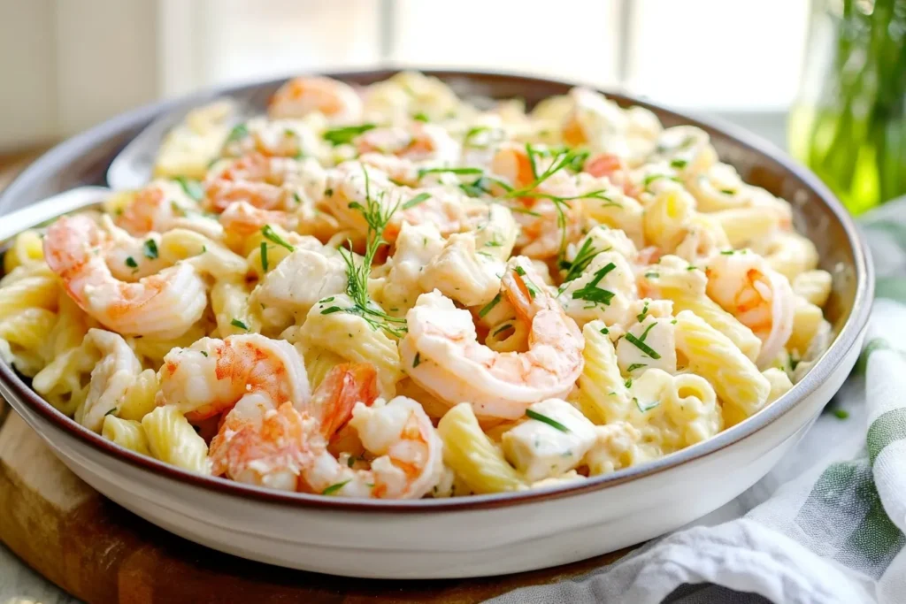 Seafood Pasta Salad Recipe with Crab and Shrimp