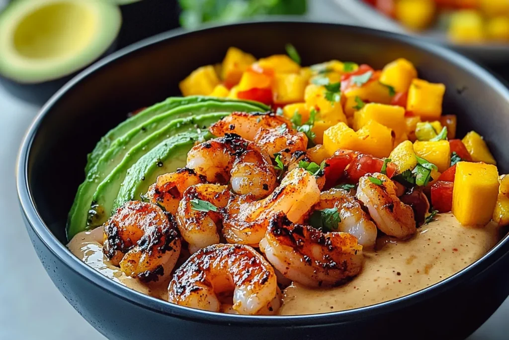 Shrimp and Avocado Bowls with Mango Salsa