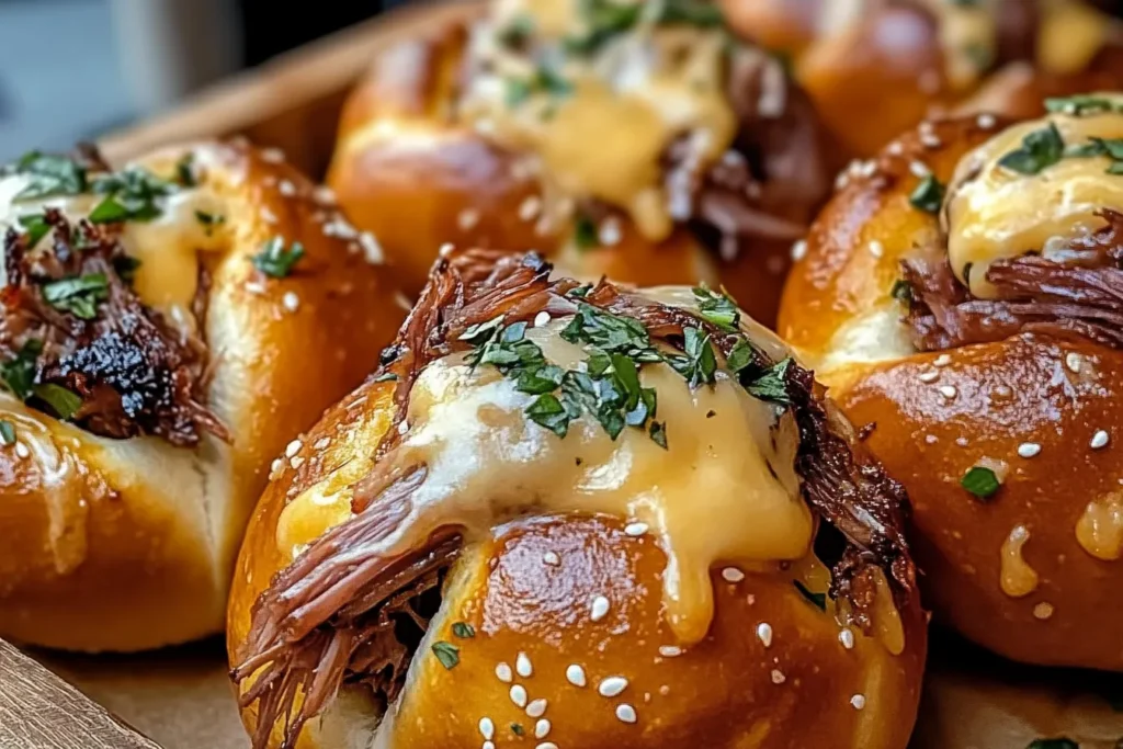 Smoked Brisket & Beer Cheese Pretzel Bombs