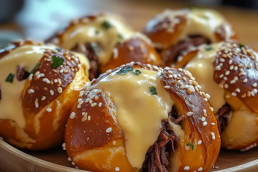 Smoked Brisket & Beer Cheese Pretzel Bombs