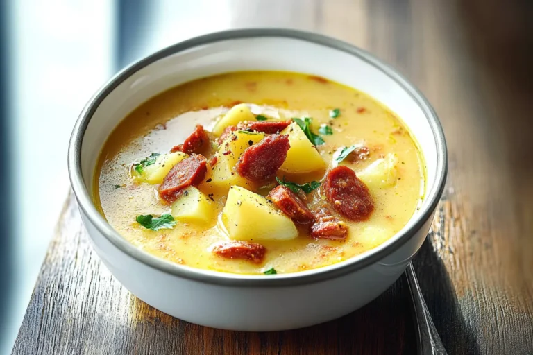Spanish potato soup with chorizo