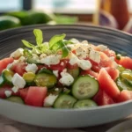 Watermelon Cucumber Feta Salad