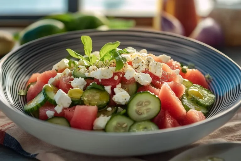 Watermelon Cucumber Feta Salad
