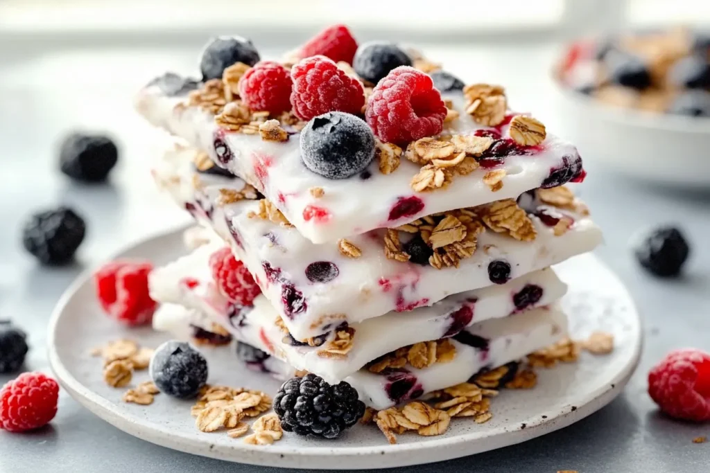 Frozen Yogurt Bark with Berries & Granola