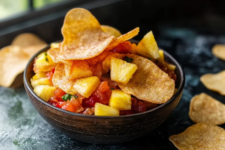 Pineapple Salsa with Cinnamon Sugar Chips