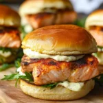 Spicy Cajun Salmon Sliders with Garlic Aioli