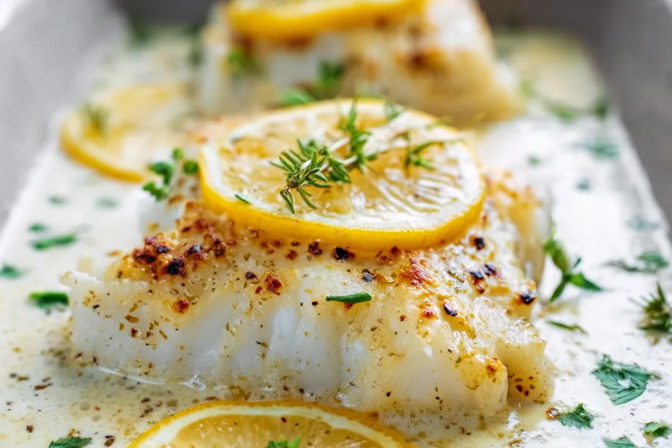 Baked Cod with Lemon Cream Sauce