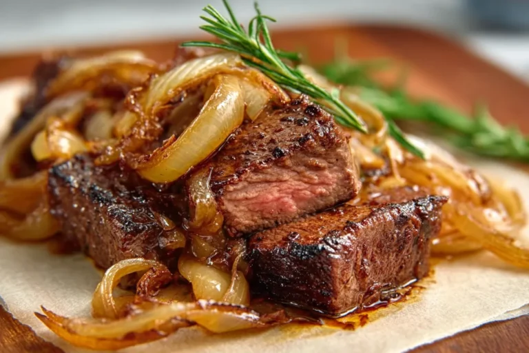 BBQ Beef Tips with Caramelized Onions