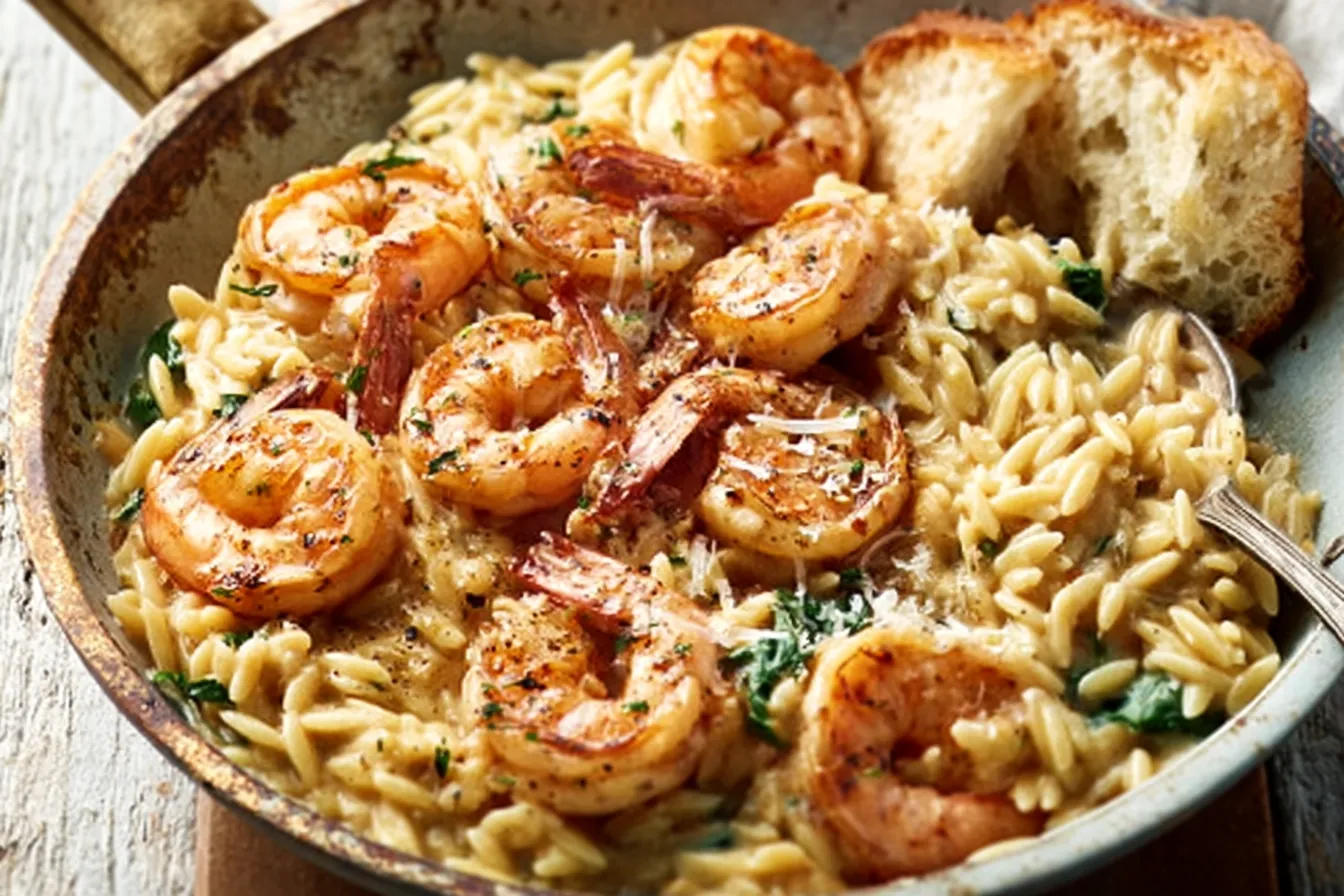 Creamy Shrimp Orzo One-Pan Dinner