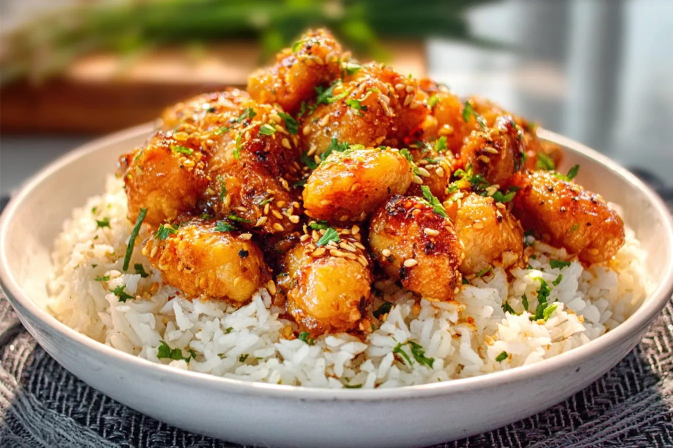 Garlic Butter Chicken Bites with Rice