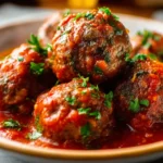 Juicy Beef Meatballs in Rich Tomato Sauce