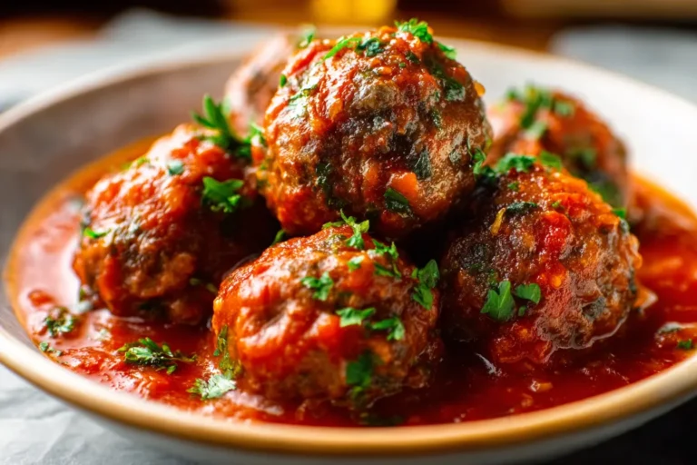 Juicy Beef Meatballs in Rich Tomato Sauce