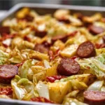 Sheet Pan Sweet Chili Cabbage & Sausage Roast