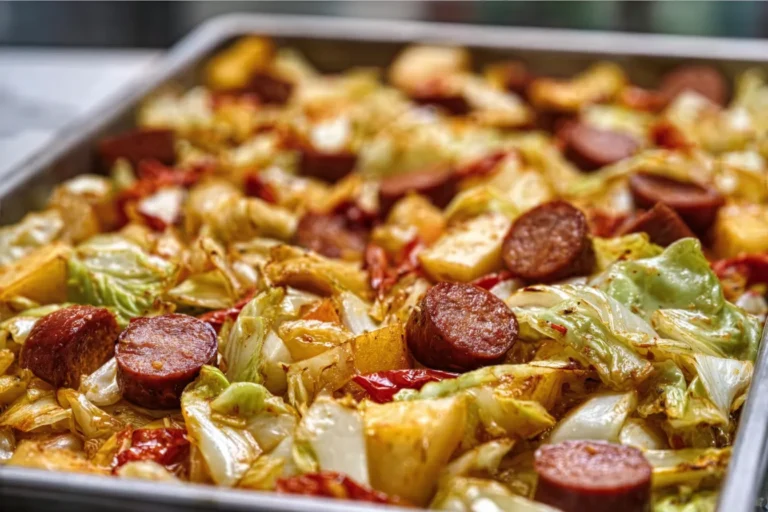 Sheet Pan Sweet Chili Cabbage & Sausage Roast