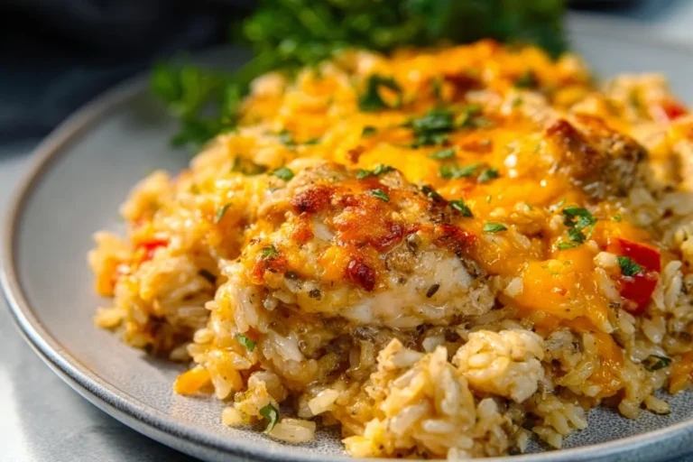 Cheesy Baked Chicken and Rice Casserole