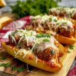 Cheesy Baked Meatball Sub Boats