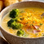 Cheesy Broccoli Cheddar Ham Soup