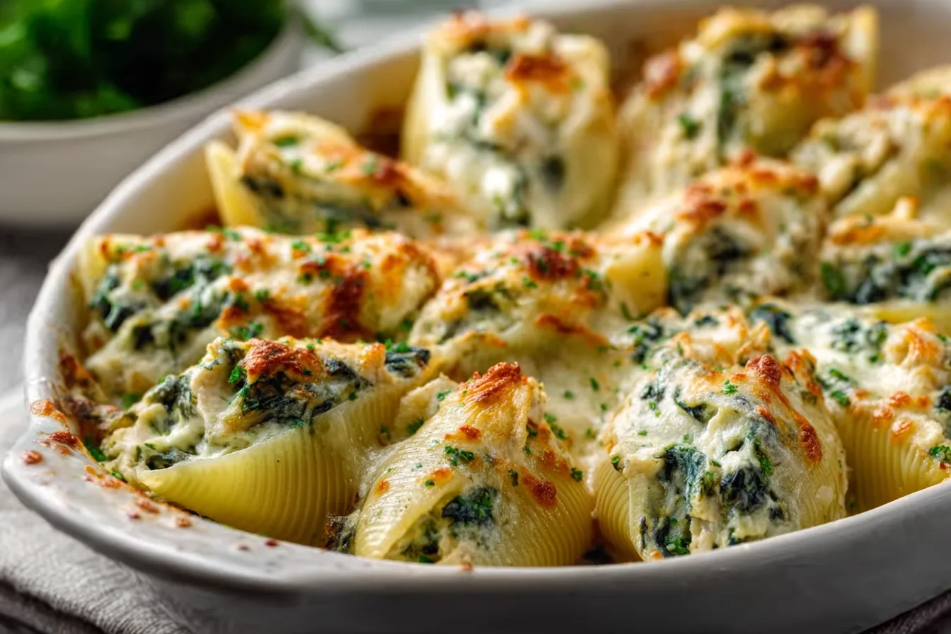 Cheesy Chicken and Spinach Stuffed Shells