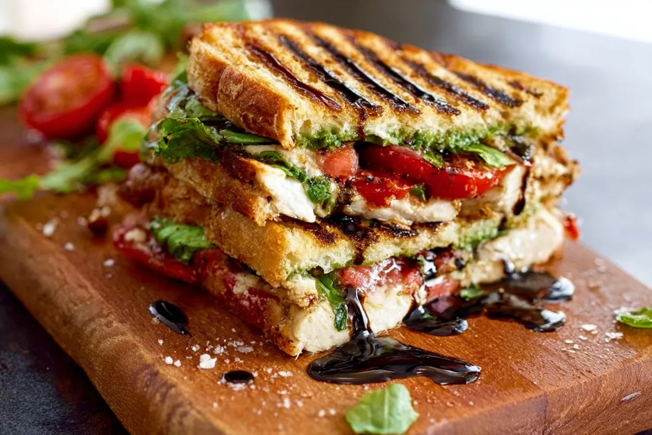 Chicken Caprese Panini with Balsamic Glaze