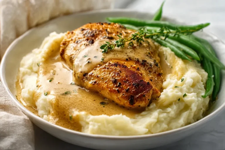 Creamy Garlic Chicken with Mashed Potatoes
