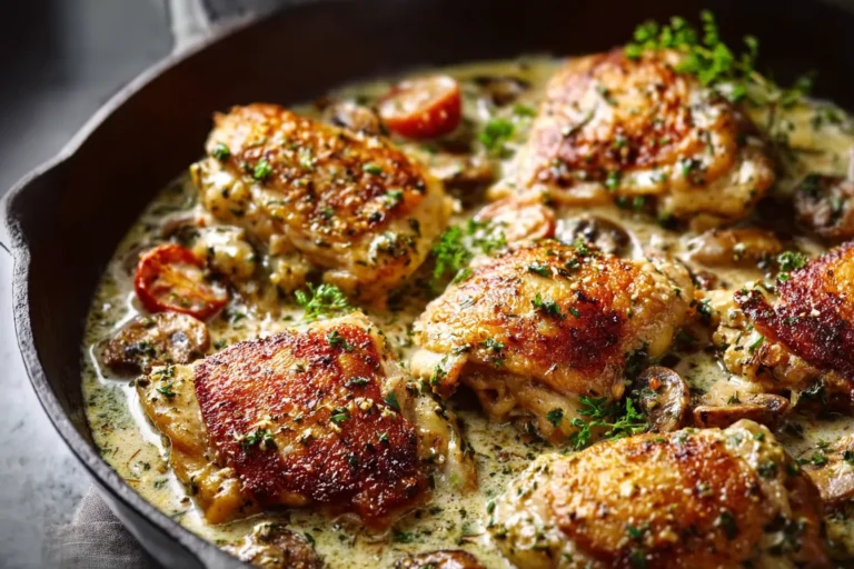 Creamy Garlic Herb Chicken Thigh Bake